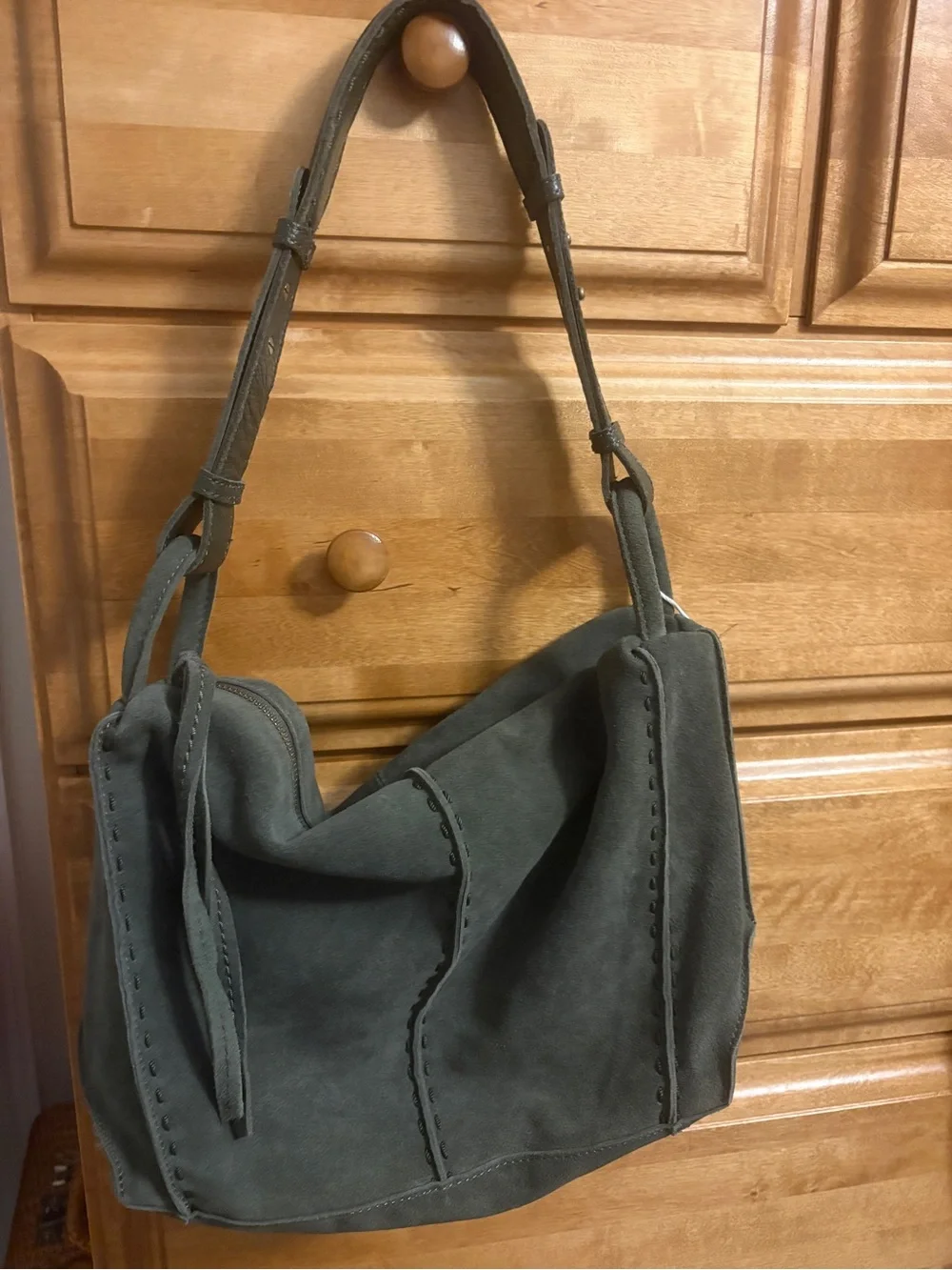 The Sak Olive Green Suede Shoulder Hobo